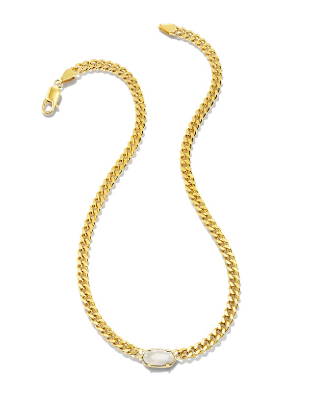 Elisa 18k Gold Vermeil Curb Chain Necklace in Rainbow Moonstone image number 1.0