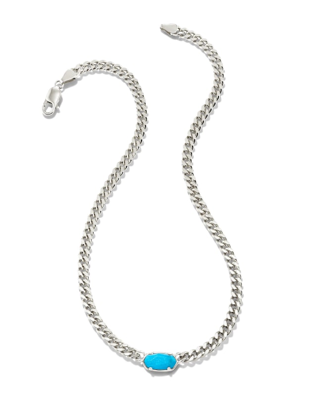 Elisa Sterling Silver Curb Chain Necklace in Turquoise image number 1.0