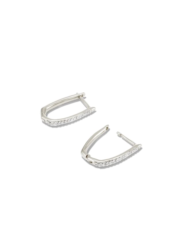 Ellen Luxe Sterling Silver Huggie Earrings in White Sapphire image number 1.0