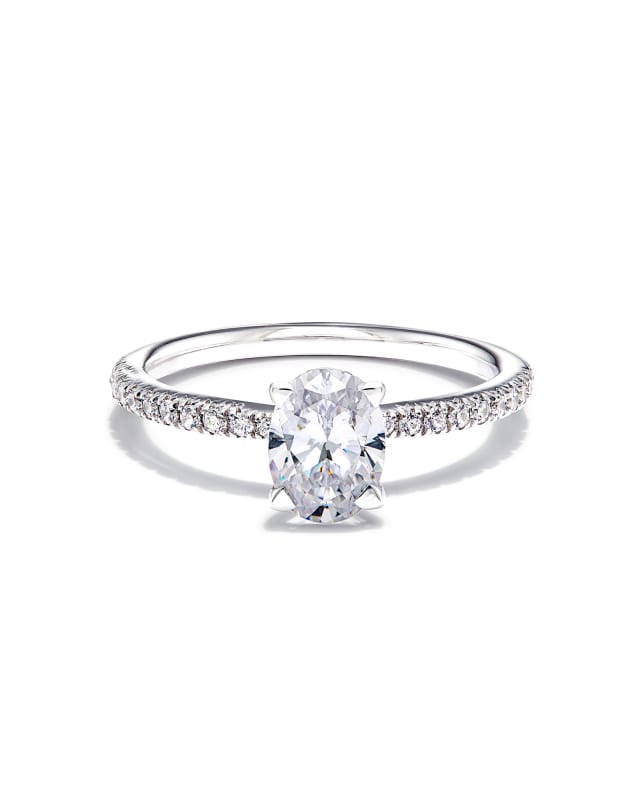 Oval Solitaire Engagement Ring with Pave Diamonds image number 0