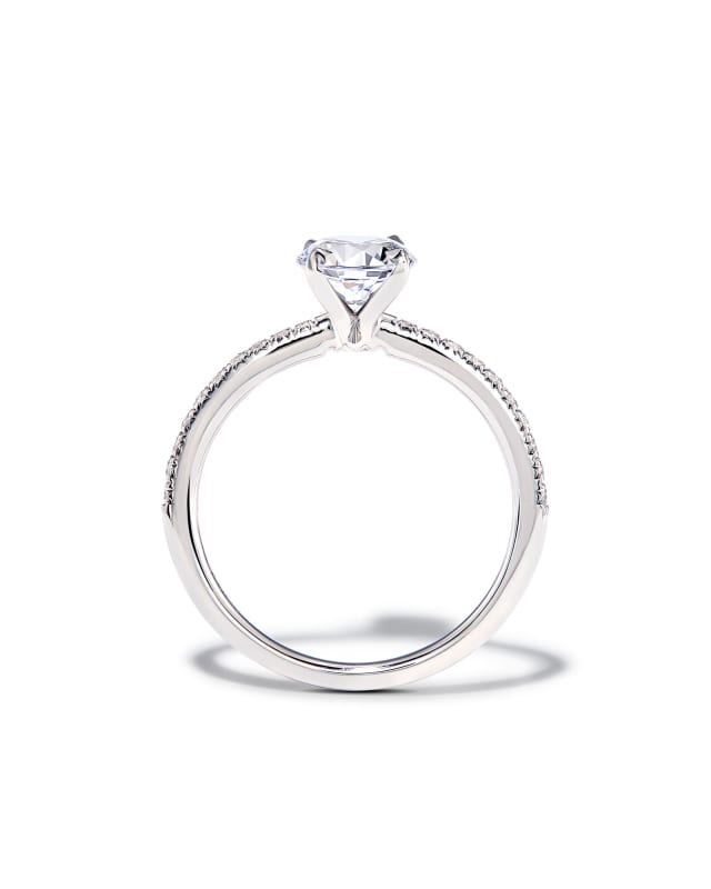 0.5 ct Round Solitaire Engagement Ring with Pave Diamonds in 14k White Gold image number 1.0