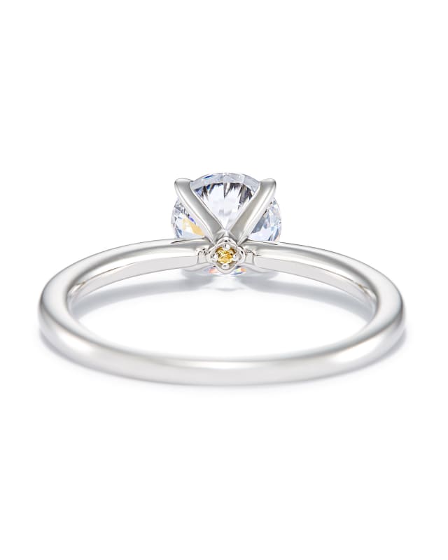 0.5 ct Round Solitaire Engagement Ring with Pave Diamonds in 14k White Gold image number 3.0