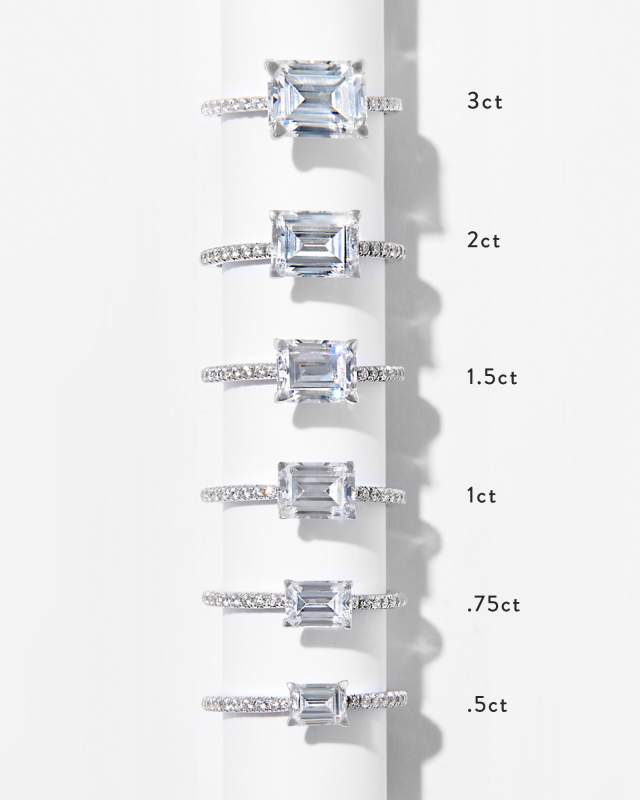 0.5 ct Emerald Solitaire Engagement Ring with Pave Diamonds in 14k White Gold image number 1.0