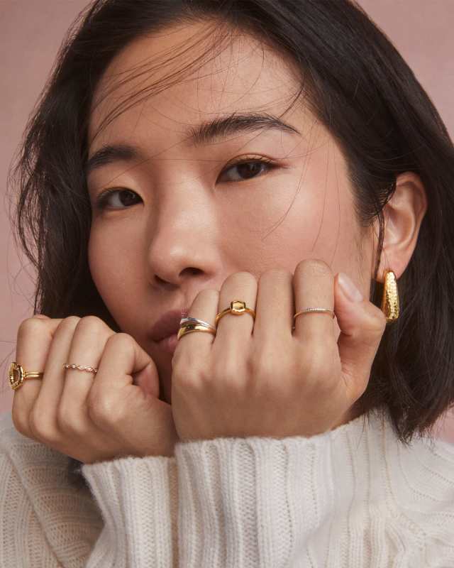 Meg Double Band Ring in Mixed Metal