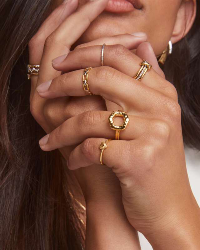 Tia 18k Gold Vermeil Band Ring in White Sapphire