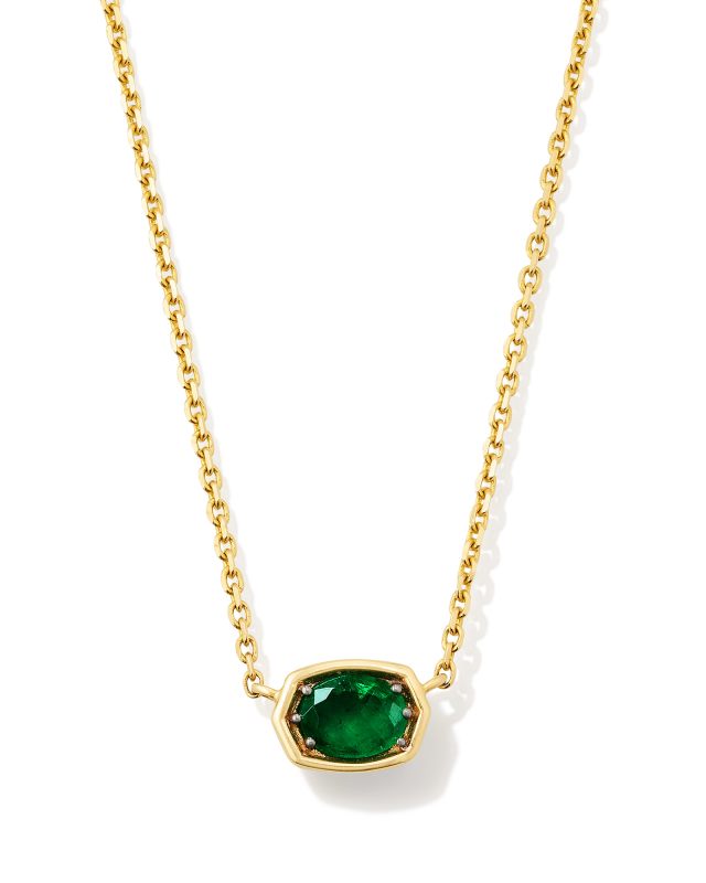 Marisa 14k Yellow Gold Oval Solitaire Pendant Necklace in Emerald image number 0.0