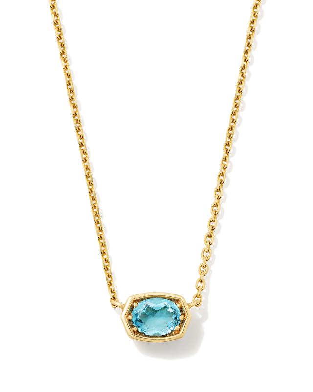 Marisa 14k Yellow Gold Oval Solitaire Pendant Necklace in Swiss Blue Topaz image number 0.0