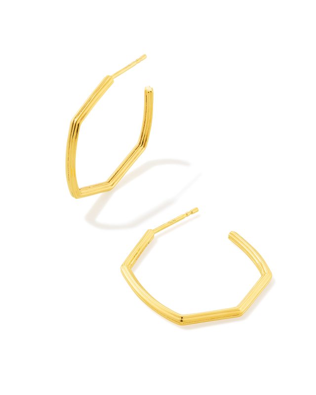 Davie Ridged Hoop Earrings in 18k Gold Vermeil image number 0.0