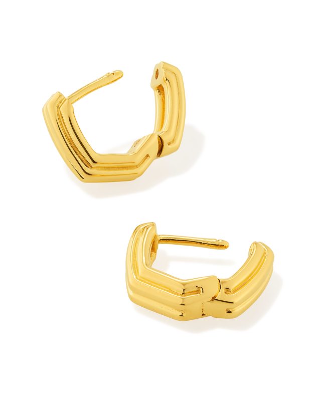 Davie Ridged Huggie Earrings in 18k Gold Vermeil image number 1.0