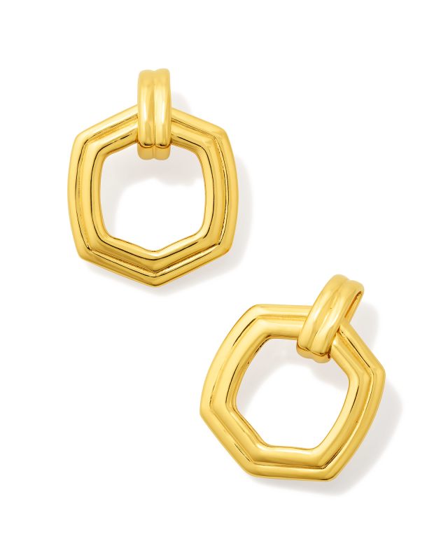 Davie Ridged Open Frame Earrings in 18k Gold Vermeil image number 0.0