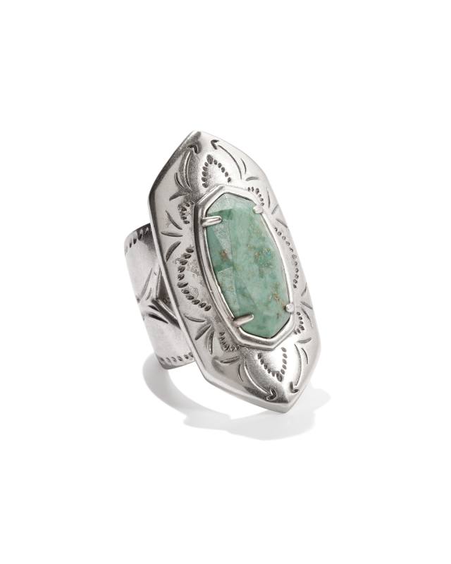 Keziah Vintage Silver Cocktail Ring in Sea Green Chrysocolla image number 0.0