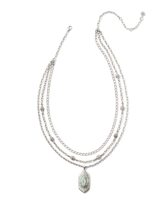 Keziah Vintage Silver Multi Strand Necklace in Sea Green Chrysocolla image number 1.0