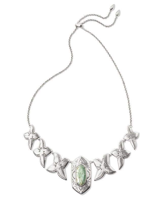 Keziah Vintage Silver Statement Necklace in Sea Green Chrysocolla image number 0.0