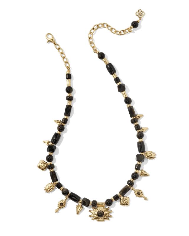 Shera Vintage Gold Beaded Charm Necklace in Golden Obsidian image number 1.0