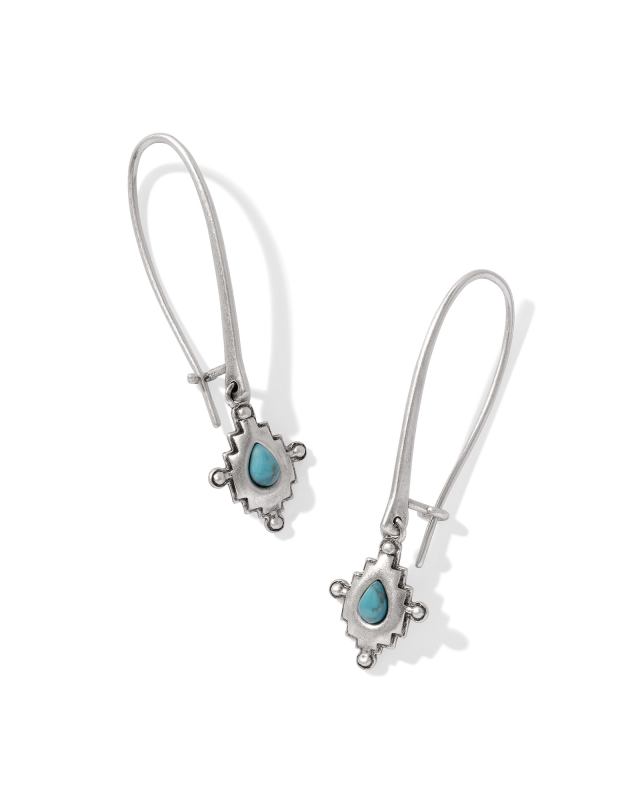 Shera Vintage Silver Wire Drop Earrings in Variegated Dark Teal Magnesite image number 0.0