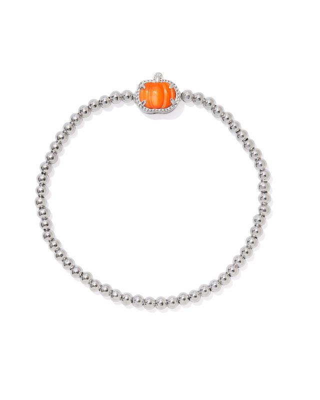 Pumpkin Silver Stretch Bracelet in Orange Mother-of-Pearl image number 0.0