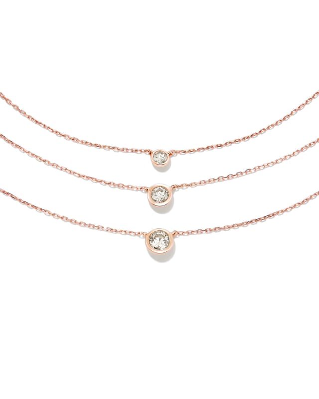 Audrey 14k Rose Gold Pendant Necklace in White Diamond image number 3.0