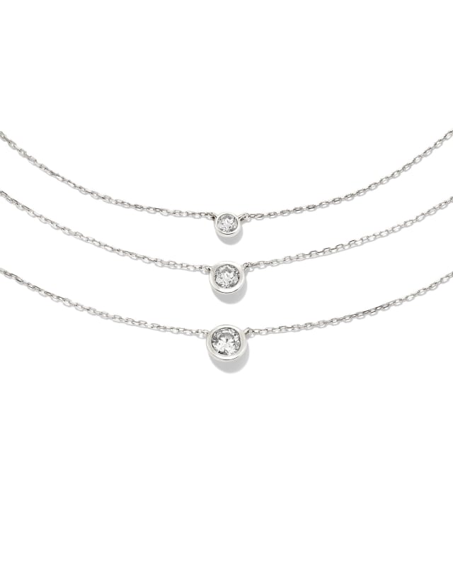 Audrey 14k White Gold Pendant Necklace in White Diamond, .15ct image number 2.0