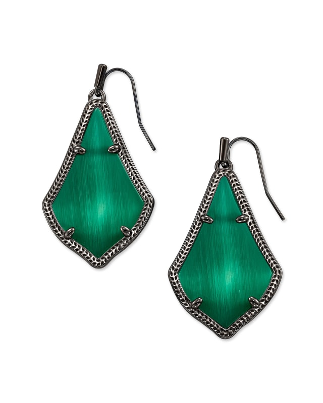 Alex Gunmetal Drop Earrings in Emerald Cat’s Eye image number 0.0