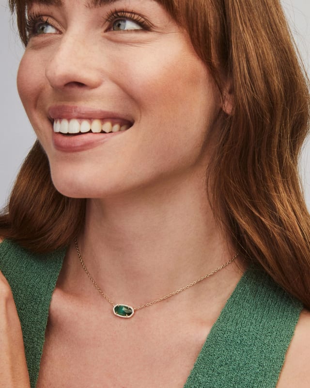 Elisa Gold Pendant Necklace in Emerald Cat’s Eye image number 2.0