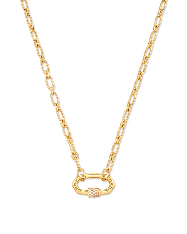 Bristol 18k Yellow Gold Vermeil Link Necklace in White Sapphire ...