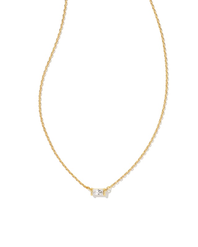 Juliette Gold Pendant Necklace in White Crystal image number 0.0