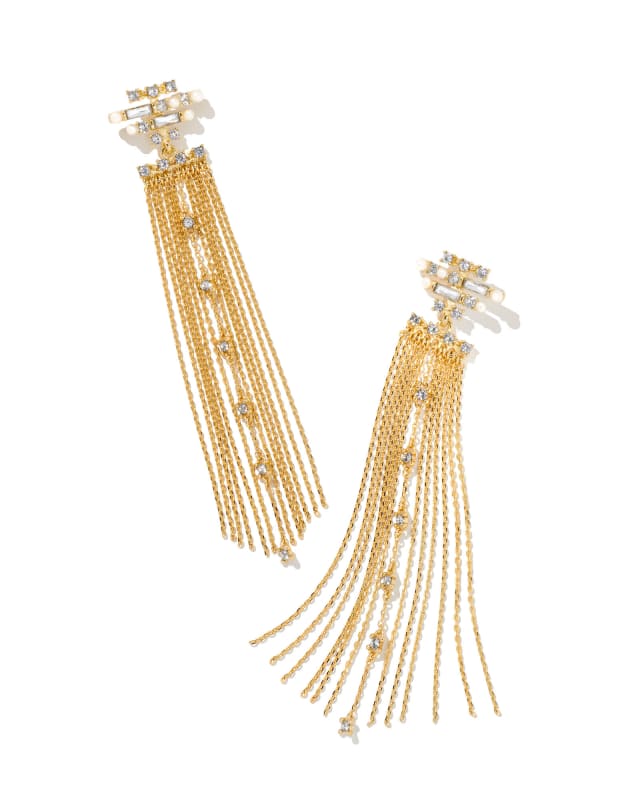 Madelyn Gold Statement Tassel Earrings in Neutral Mix image number 0