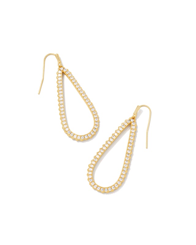 Payton Gold Open Frame Earrings in White Crystal image number 0