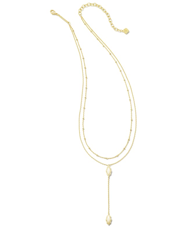 Genevieve Multi Strand Y Necklace in Gold image number 2.0