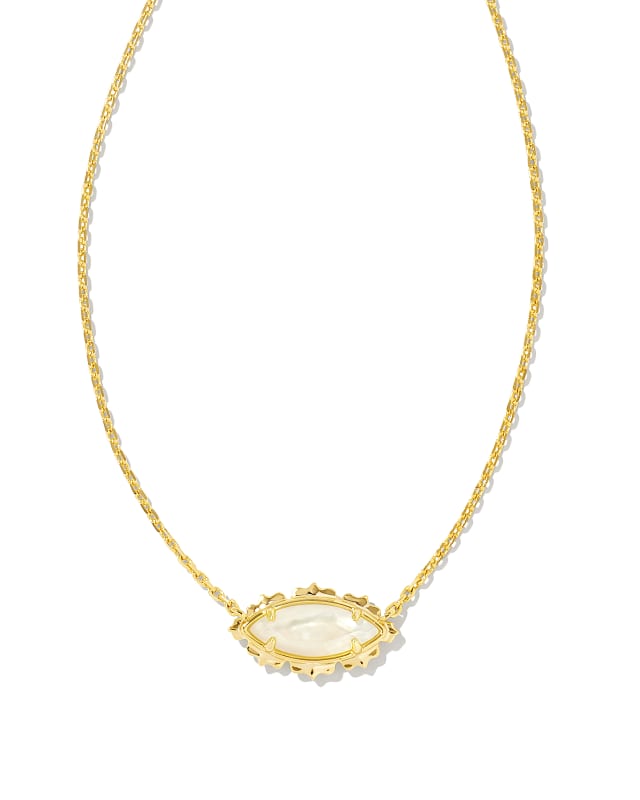 Genevieve Gold Short Pendant Necklace in Ivory Mother-of-Pearl image number 0.0