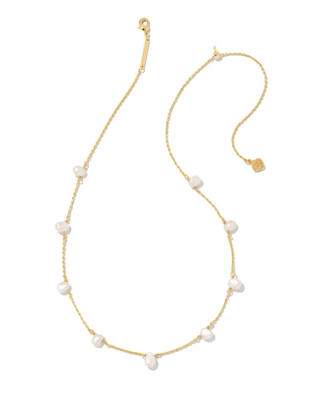 Leighton Gold Pearl Strand Necklace in White Pearl image number 0.0