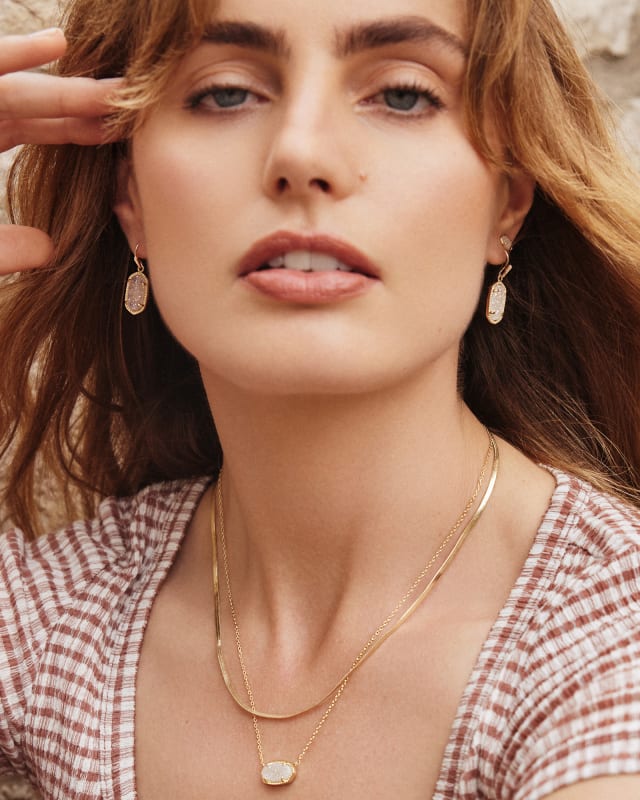 Elisa Herringbone Gold Multi Strand Necklace in Iridescent Drusy image number 1.0