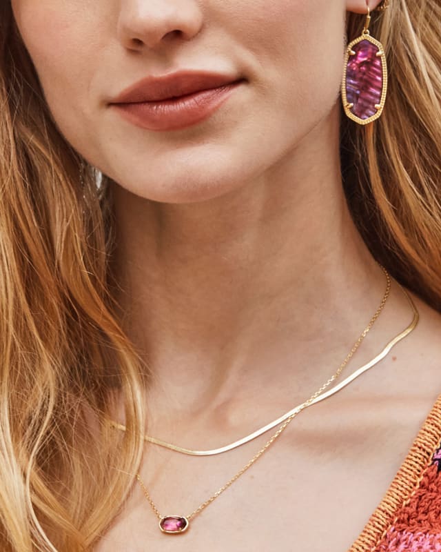 Grayson Herringbone Gold Multi Strand Necklace in Light Burgundy Illusion
