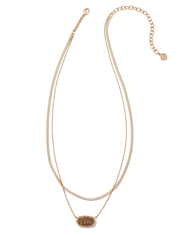 Elisa Herringbone Rose Gold Multi Strand Necklace in Rose Gold Drusy image number 1.0