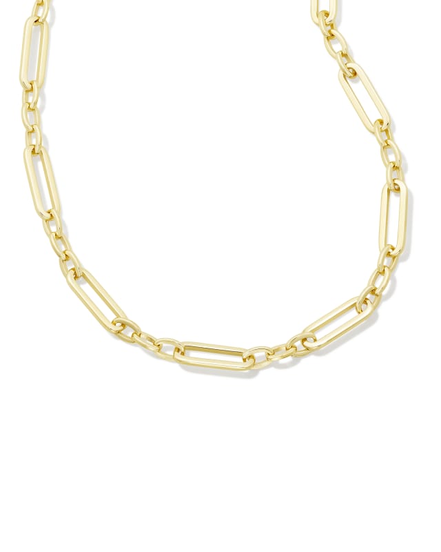 Heather Link and Chain Necklace in Gold image number 0.0