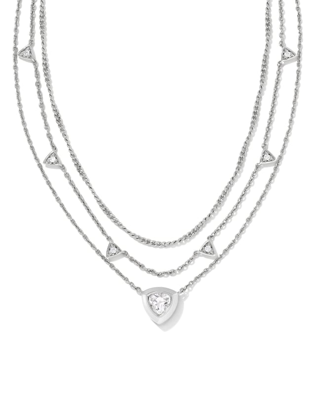 Arden Silver Multi Strand Necklace in White Crystal image number 0