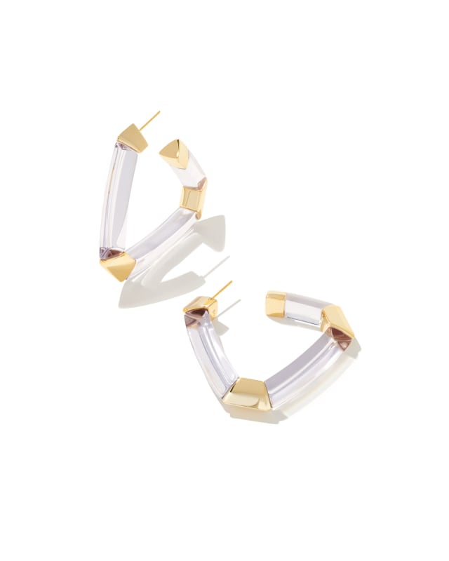 Arden Gold Statement Hoop Earrings in Clear