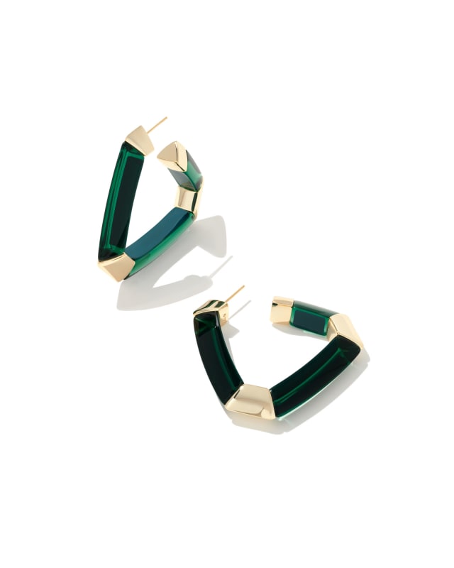 Arden Gold Statement Hoop Earrings in Emerald Mix image number 0