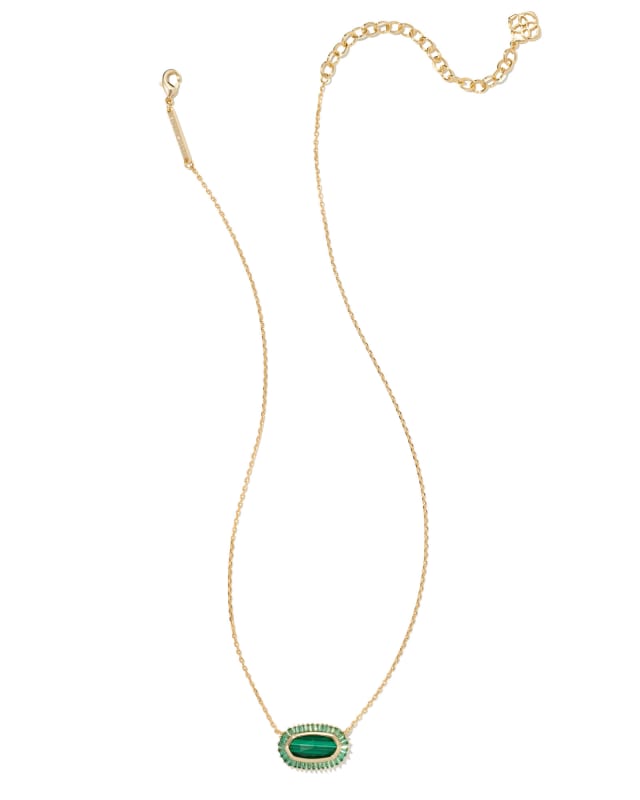 Baguette Elisa Gold Pendant Necklace in Emerald Mix image number 2