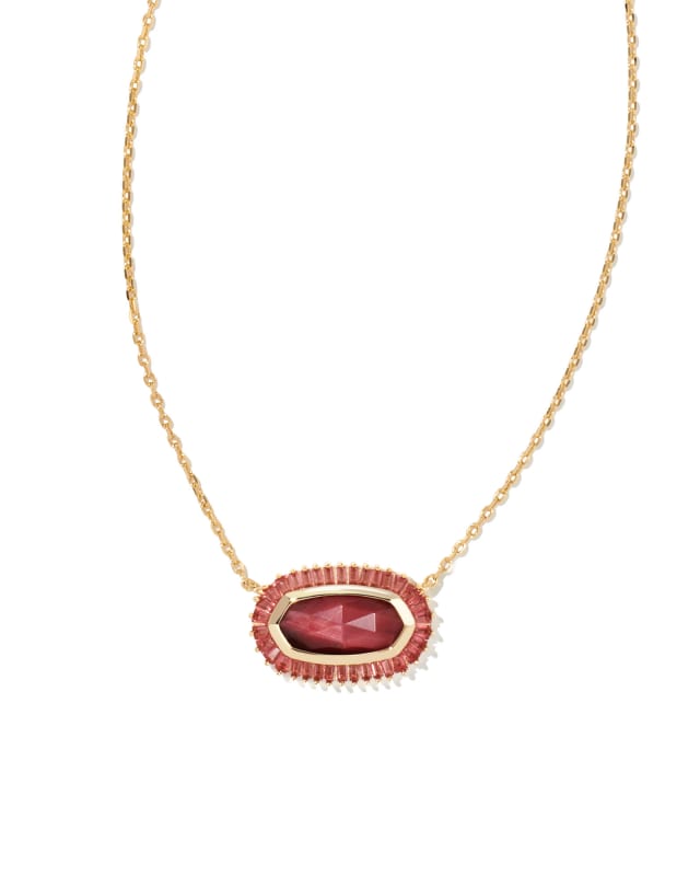 Baguette Elisa Gold Pendant Necklace in Red Mix image number 0