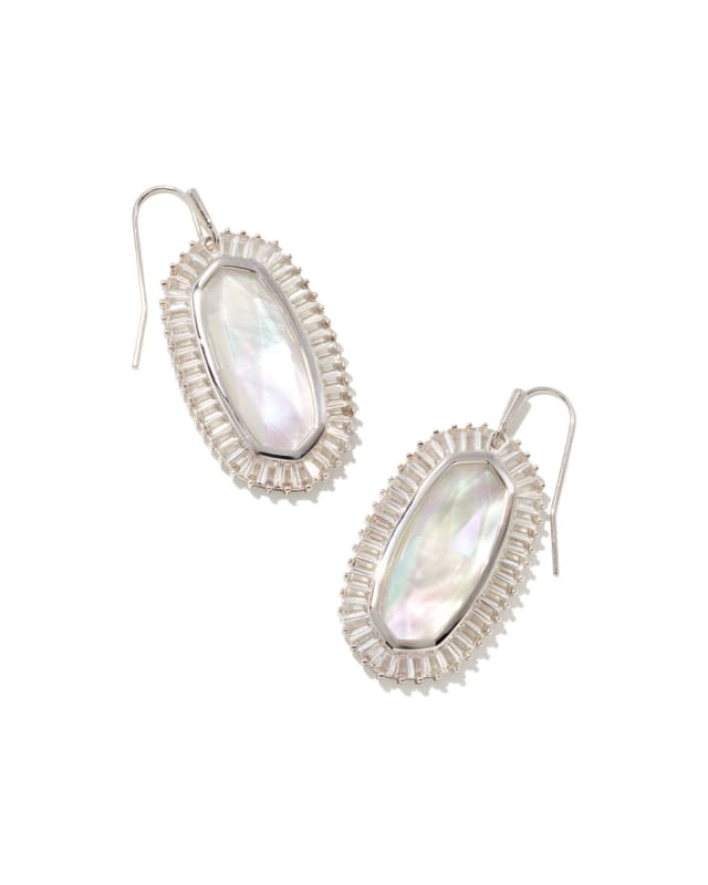 Baguette Elle Silver Drop Earrings in Ivory Mix image number 0.0