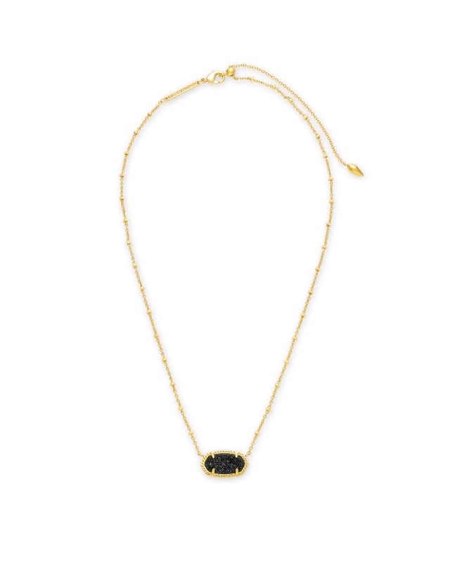Elisa Gold Satellite Pendant Necklace In Black Drusy Kendra Scott