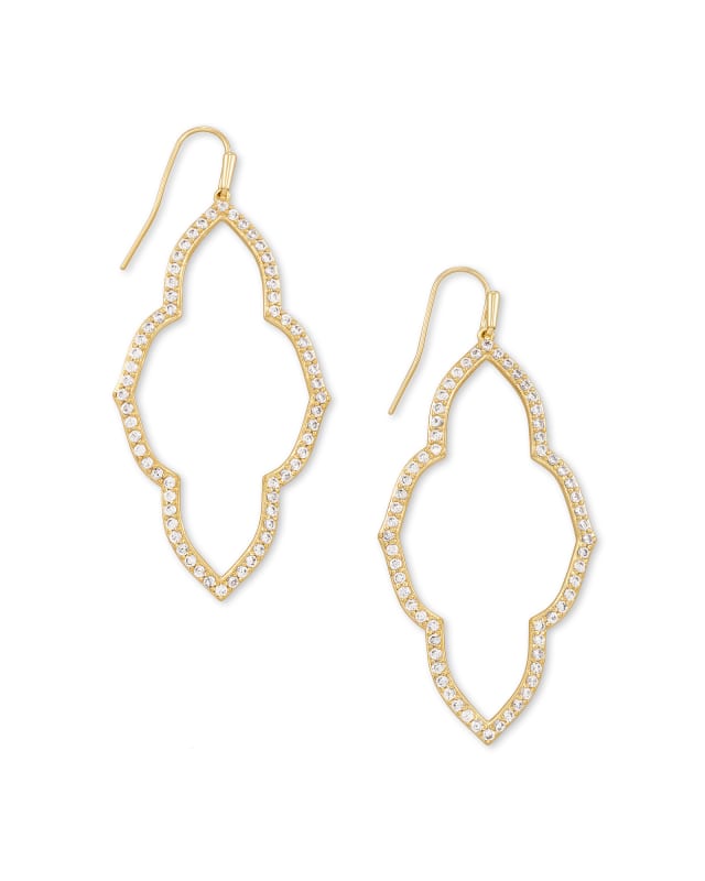 Abbie Gold Open Frame Earrings in White Crystal image number 0.0