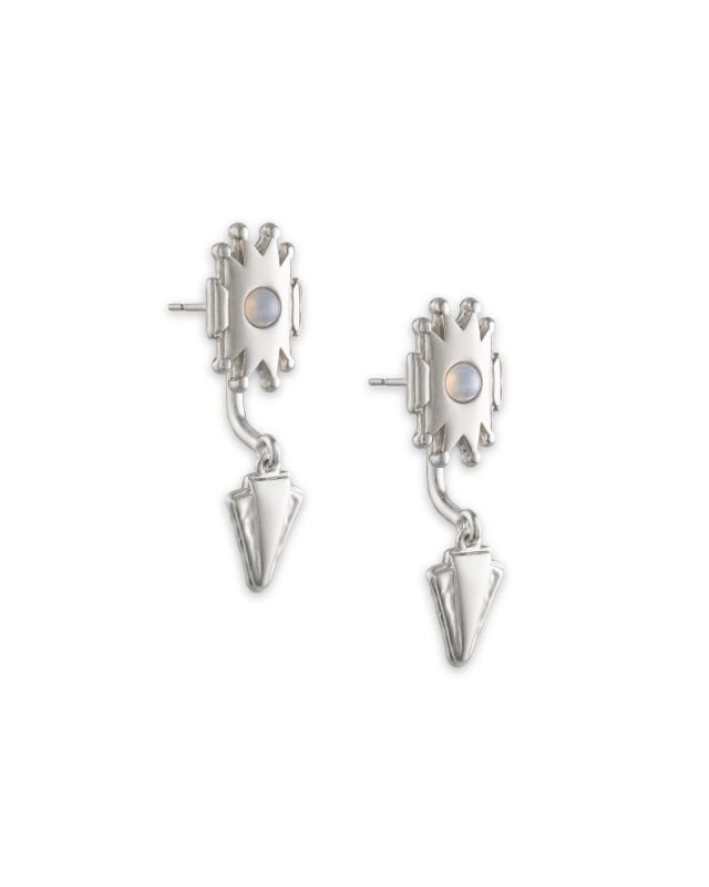 Shiva Silver Ear Jacket Earrings in Gray Banded Agate image number 0.0