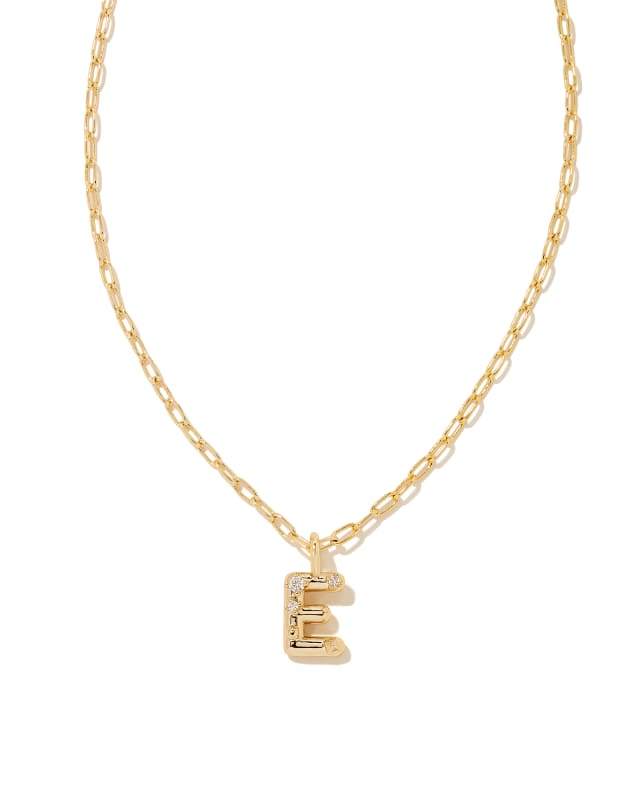 Crystal Letter E Gold Short Pendant Necklace in White Crystal image number 0.0