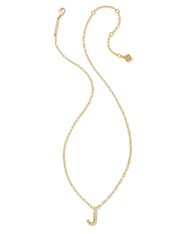 Crystal Letter J Gold Short Pendant Necklace in White Crystal | Kendra ...