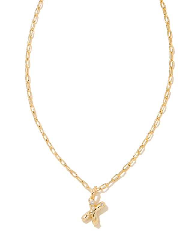 Crystal Letter X Gold Short Pendant Necklace in White Crystal image number 0.0