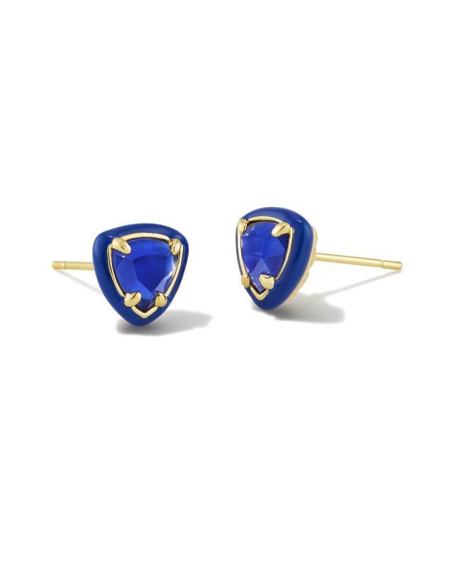 Arden Gold Enamel Framed Stud Earrings in Cobalt Illusion image number 0.0