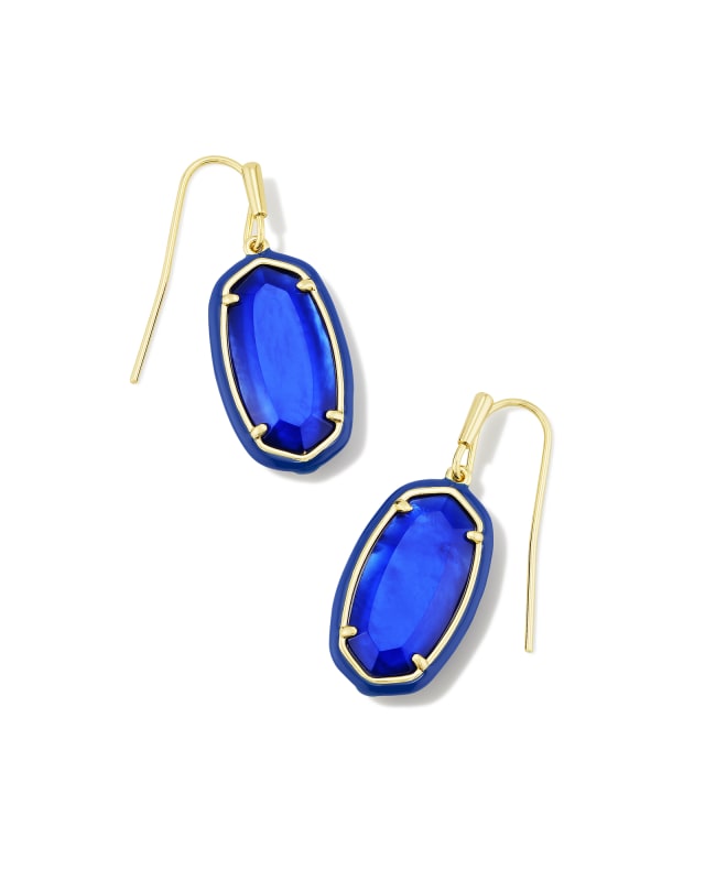 Dani Gold Enamel Framed Drop Earrings in Cobalt Illusion image number 0.0