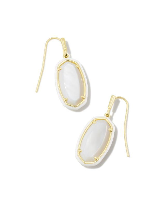 Dani Gold Enamel Framed Drop Earrings in White Mother-of-Pearl image number 0.0